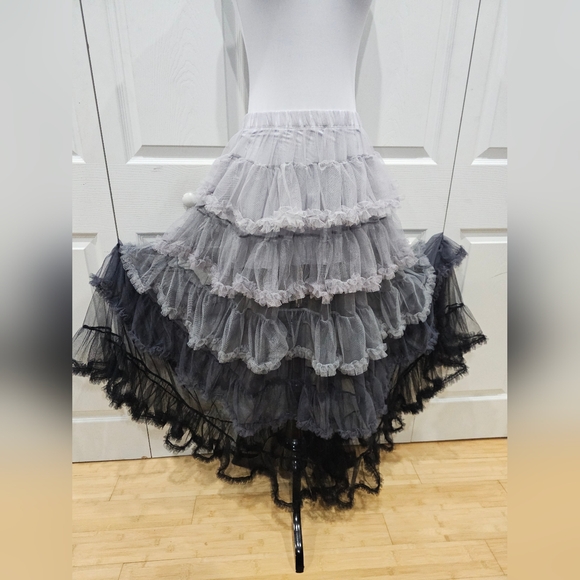 Sugar Thrillz Dresses & Skirts - Dolls Kill Sugar Thrillz Gray Black Ombre Sheer Tulle Magical Finale Maxi Skirt